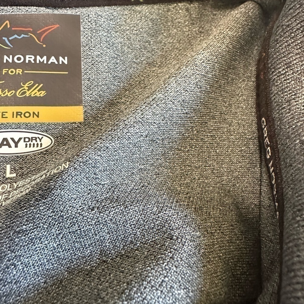 Men’s pre own Greg Norman golf polo shirt grey five iron size L large 

As is - Picture 8 of 8